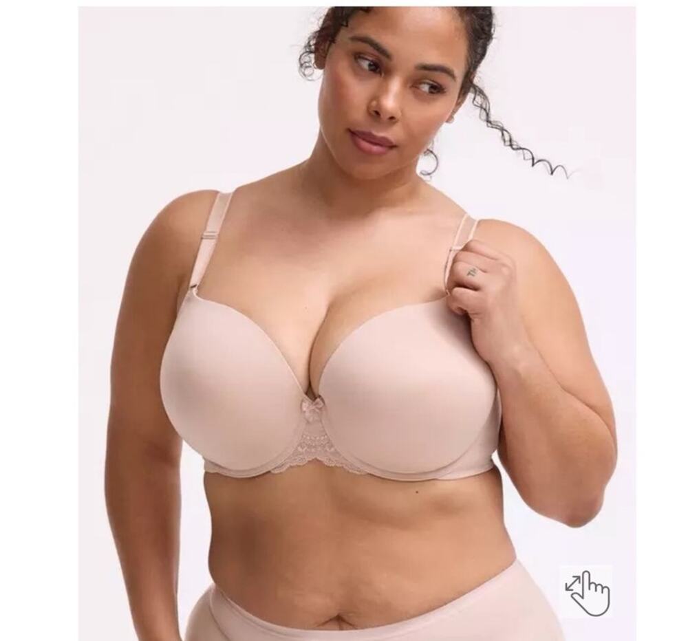 Torrid Curve 360 Back Smoothing Push Up T-Shirt Bra Nude 42DDD 11576799
